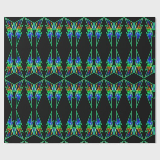 Schwarz-Grün-Lighting Volt Matte Wrapping Paper Geschenkpapier (Flach)