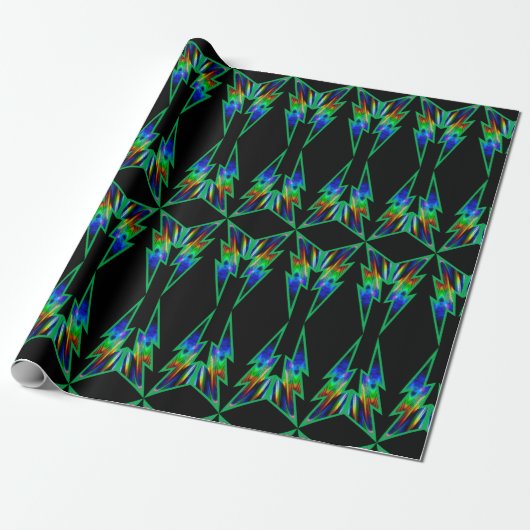 Schwarz-Grün-Lighting Volt Matte Wrapping Paper Geschenkpapier (Ungerollt)
