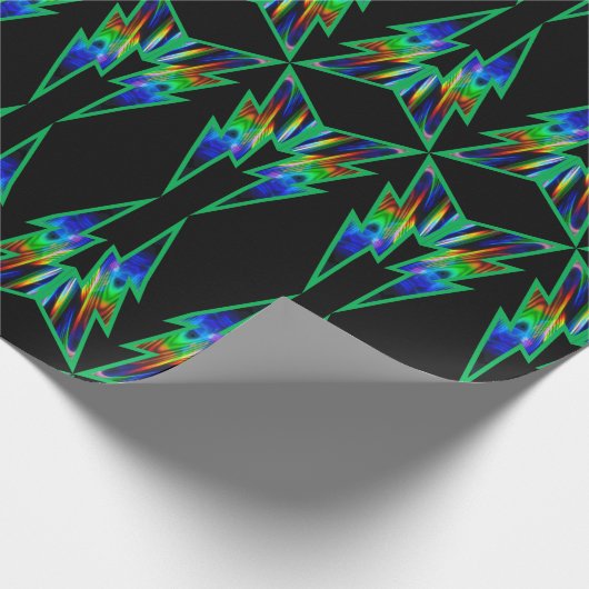 Schwarz-Grün-Lighting Volt Matte Wrapping Paper Geschenkpapier (Ecke)