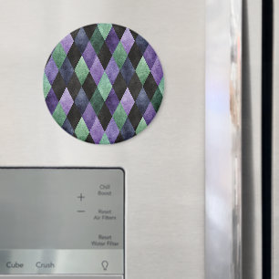 Schwarz Grün lila Diamantform Abstrakt Magnet