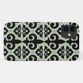Schwarz-Grün-Lilie-Muster Case-Mate iPhone Hülle (Rückseite (Horizontal))