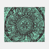Schwarz-Grün-Mandala-Fleece Fleecedecke (Vorderseite (Horizontal))