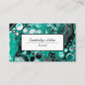 Schwarz-Grün-Marmor-Fluid Art Visitenkarte (Vorderseite)