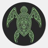 Schwarz-Grün-Meeresschildkröte Runder Aufkleber (Vorderseite)