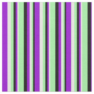 Schwarz, Grün, Minzcreme und dunkles Violetmuster Stoff