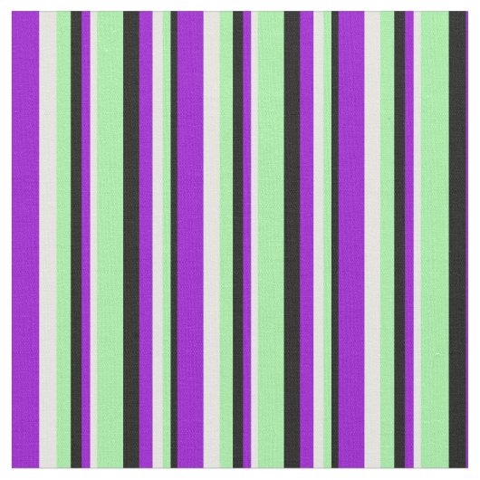 Schwarz, Grün, Minzcreme und dunkles Violetmuster Stoff (Nahaufnahme)