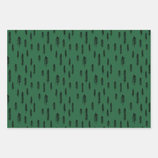 Schwarz-Grün Mixed Rustikale Muster Hirschwald Kar Geschenkpapier Set (Vorderseite 3)
