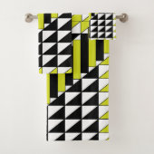Schwarz-Grün-Modernes Dreieck-Rechteck Geometrie Badhandtuch Set (Insitu)