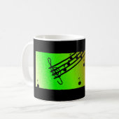 Schwarz-Grün-Musikdesign Kaffeetasse (Vorderseite Links)