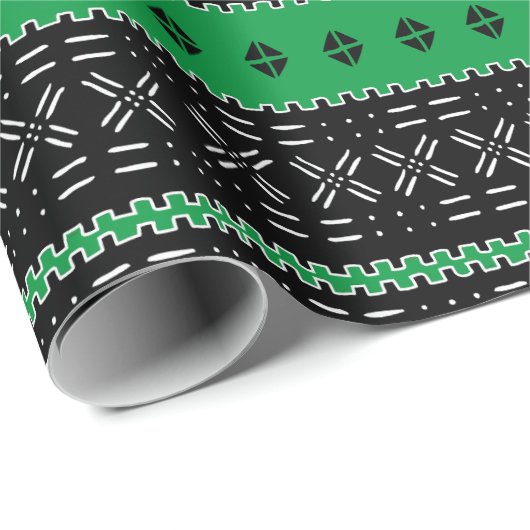 Schwarz-Grün-Muster Geschenkpapier (Rolleneckpunkt)