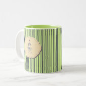 Schwarz-Grün Niedlich Girl Beauty Stripe Zweifarbige Tasse (Vorderseite Links)