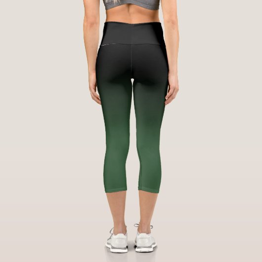 Schwarz-Grün-Ombre-Muster Capri Leggings (Rückseite)