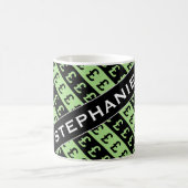 Schwarz-Grün-Pfund-Zeichen (£) gestreifte Muster-T Kaffeetasse (Mittel)
