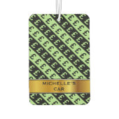 Schwarz-Grün-Pfund-Zeichen (£) Streifenmuster Autolufterfrischer (Rückseite)