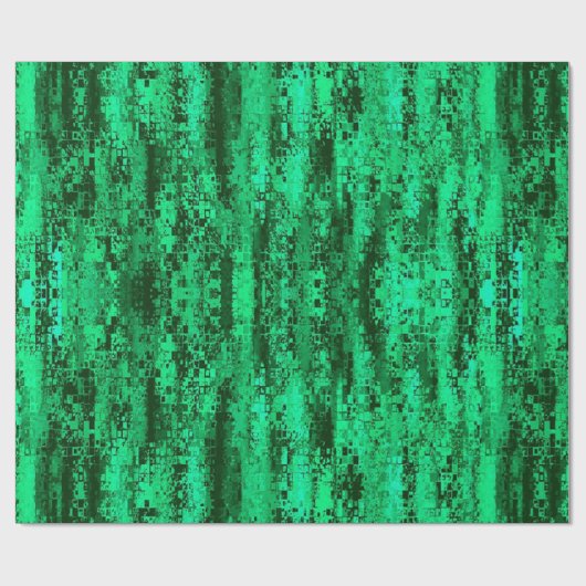 Schwarz-grün-Pixel-Muster Geschenkpapier (Flach)