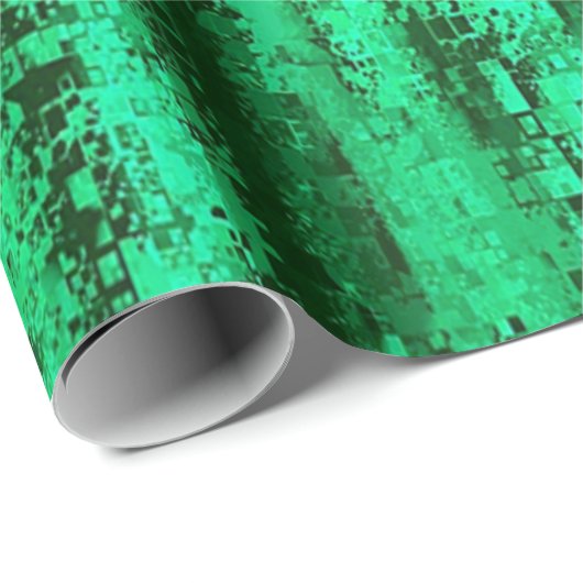 Schwarz-grün-Pixel-Muster Geschenkpapier (Rolleneckpunkt)