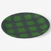 Schwarz-Grün-Quadrate oder karierter Stil Pappteller (Schrägansicht)