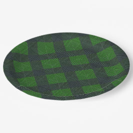 Schwarz-Grün-Quadrate oder karierter Stil Pappteller