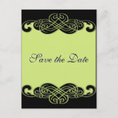 Schwarz-Grün-Rollen Save the Date Postkarte (Vorderseite)