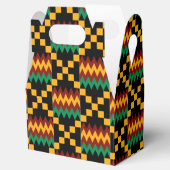 Schwarz, Grün, Rot und Gelb Kente Tuch Geschenkschachtel (Geöffnet)