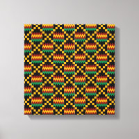 Schwarz, Grün, Rot und Gelb Kente Tuch