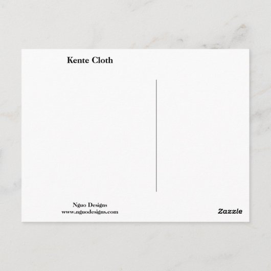 Schwarz, Grün, Rot und Gelb Kente Tuch Postkarte (Rückseite)