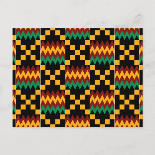 Schwarz, Grün, Rot und Gelb Kente Tuch Postkarte (Vorderseite)