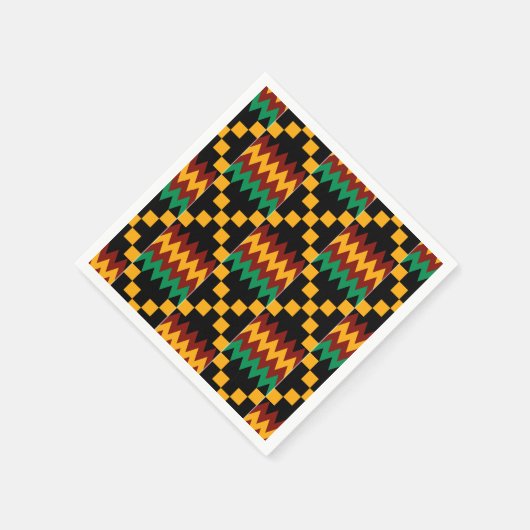 Schwarz, Grün, Rot und Gelb Kente Tuch Serviette (Ecke)