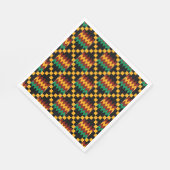 Schwarz, Grün, Rot und Gelb Kente Tuch Serviette (Ecke)