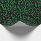 Schwarz-Grün-Rustikal-Damaskus-Druck Geschenkpapier (Ecke)