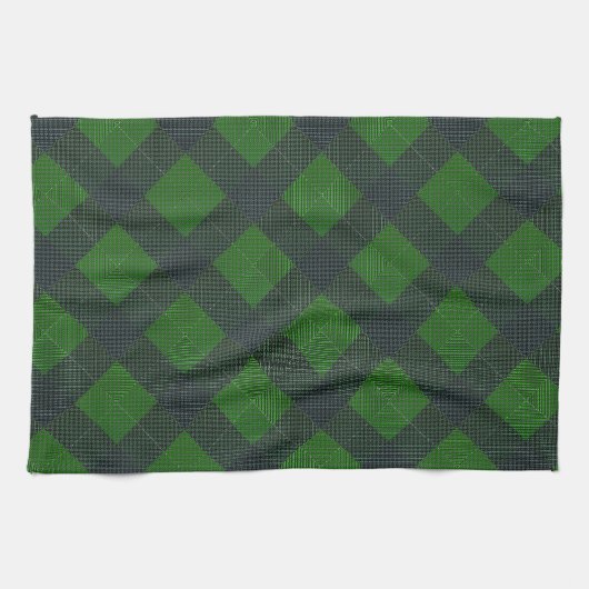 Schwarz-Grün-Schrägstellen oder Schachstil Geschirrtuch (Horizontal)