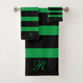 Schwarz-Grün-Streifen Badhandtuch Set (Insitu)