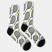 🎾 Schwarz-Grün-Tennis 🎾 Weiß Socken (Rechts)