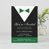 Schwarz-Grün-Tuxedo Moderne Party Einladungen (Stehend Vorderseite)