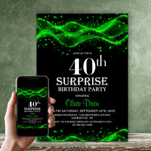 Schwarz-Grün-Überraschung 40. Geburtstag Party Einladung