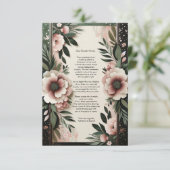 Schwarz-Grün- und Blütenrosa-Blütenhochzeit Dankeskarte (Stehend Vorderseite)