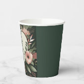 Schwarz-Grün- und Blütenrosa-Blütenhochzeit Pappbecher (Links)