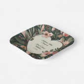 Schwarz-Grün- und Blütenrosa-Blütenhochzeit Pappteller (Gewinkelt)