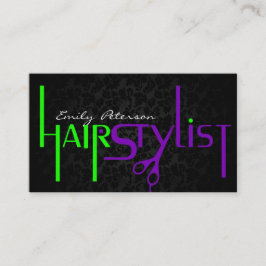 Schwarz-Grün- und Lila-Haarstyllik-Text Visitenkarte