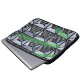 Schwarz, Grün und Schwarz Laptopschutzhülle (Vorne Knopf)