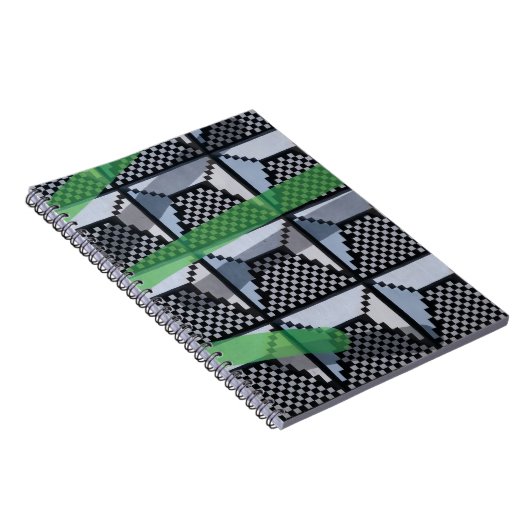 Schwarz, Grün und Schwarz Notizblock (Rechte Seite)
