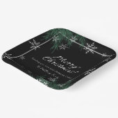 Schwarz Grün und Weiß Schneeflocken Weihnachten Pappteller (Gewinkelt)