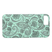 Schwarz-Grün-Verziert-Blütenpaisley Case-Mate iPhone Hülle (Rückseite (Horizontal))