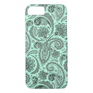 Schwarz-Grün-Verziert-Blütenpaisley Case-Mate iPhone Hülle