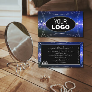 Schwarz-Grün-Verziert-SparkDiamanten mit Logo Visitenkarte