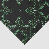 Schwarz-Grün-Vintag-Barockmuster Seidenpapier (Ausschnitt)