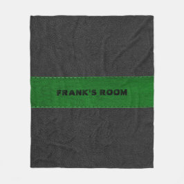 Schwarz-Grün-Vintages Leder Fleecedecke