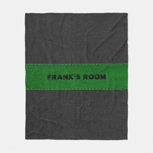 Schwarz-Grün-Vintages Leder Fleecedecke (Vorderseite)