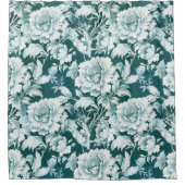 Schwarz/Grün, Wiederholung der Rose Duschvorhang (Vorderseite)