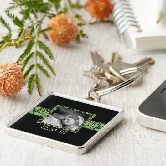 Schwarz-Grün-Wirbel-Blumenzwiebeln-Schlüsselanhäng Schlüsselanhänger (Seite)